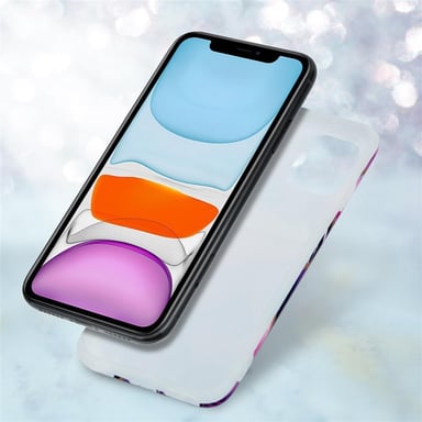 Funda para Apple iPhone 11 en Marble Wave Purple No. 14 Funda protectora de silicona TPU con patrón de mosaico