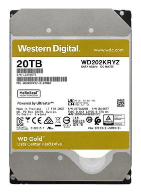 Western Digital Gold disco duro interno 20 TB 7200 RPM 512 MB 3.5'' Serial ATA III