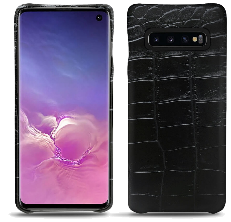 Coque cuir Samsung Galaxy S10 - Coque arrièreNoir