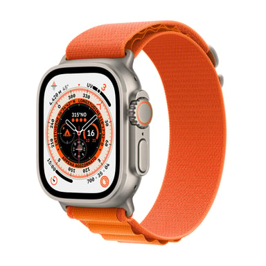 Apple - Watch Ultra GPS + Cellular, Boîtier en Titane de 49 mm avec Boucle  Alpine - Orange - Taille du bracelet - S