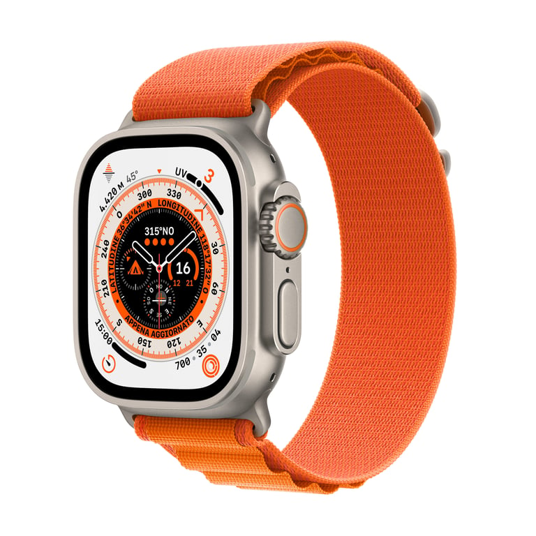 Watch Ultra GPS + Cellular, Boîtier en Titane de 49 mm avec Boucle Alpine -  Orange - Taille du bracelet - S - Apple