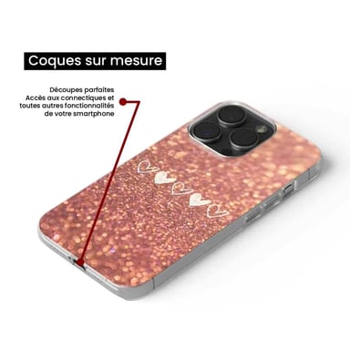 Coque en silicone - Compatible pour Google Pixel 8a - design paillettes coeur