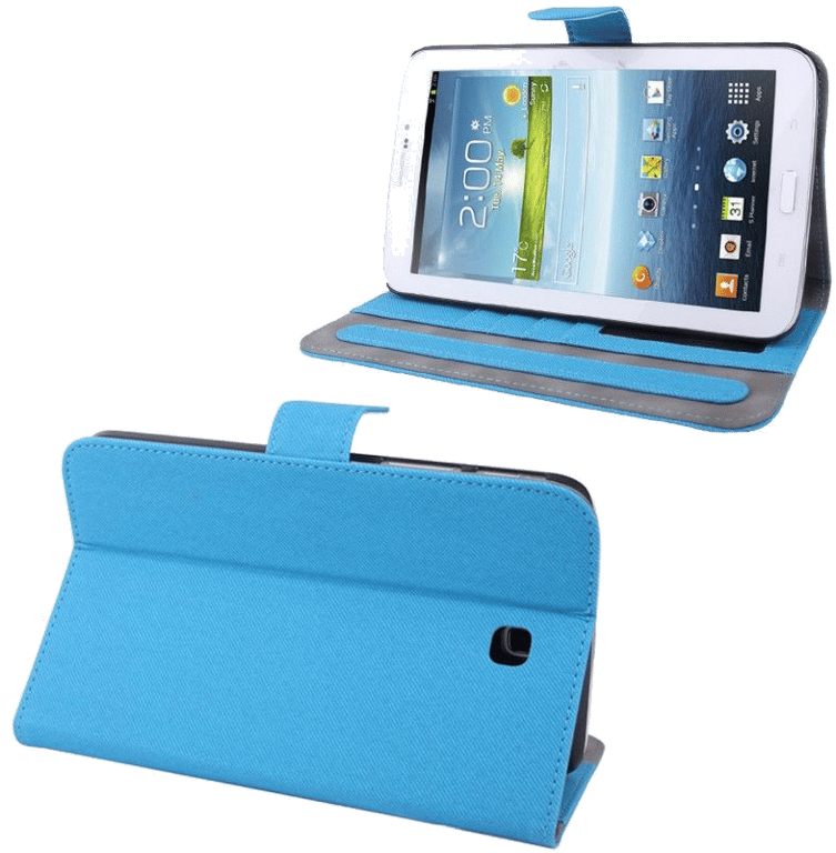Housse Samsung Galaxy Tab 3 P3200 Sm T2100 7 ' Anticasse Support Tissu Bleu Faux cuir YONIS