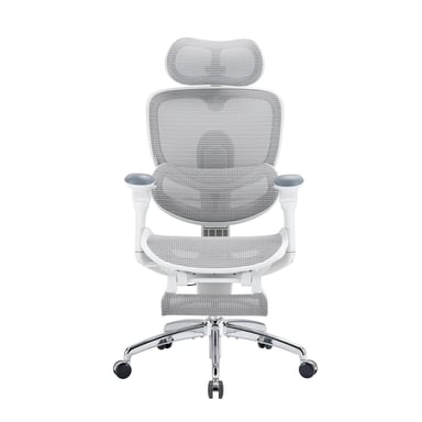 Doro C300 Pro V2 Chaise ergonomique – Soutien lombaire auto-adaptatif 2.0, Dossier SynchroFlex, Appui-tête 3D large, Accoudoirs 8D, Inclinaison 135°, Profondeur d'assise réglable, Repose-pieds, 150 kg max, Blanc