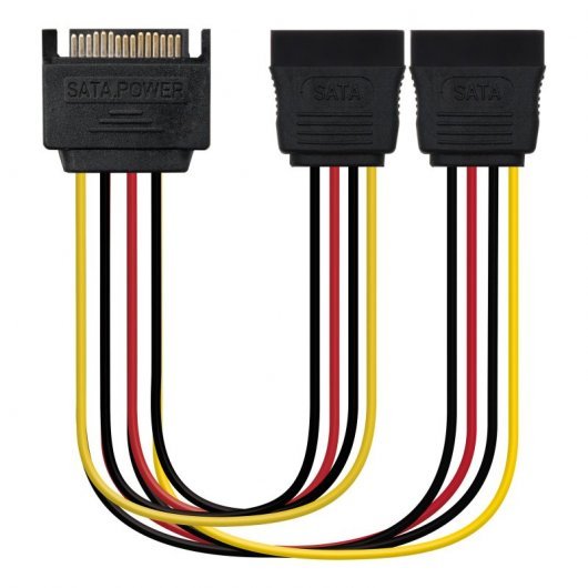 Nanocable Câble d'Alimentation SATA Mâle vers 2x SATA Femelle 0.20m - Neuf