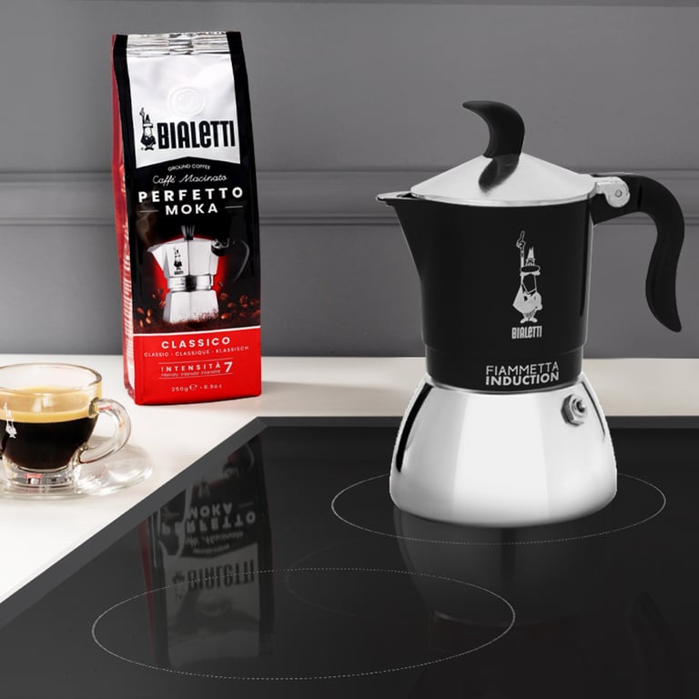 Bialetti Fiammetta Induction Cafetière à moka 0,1 L Noir, Acier inoxydable - Neuf