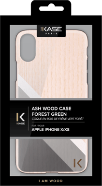 Coque en bois de frêne pour Apple iPhone X/XS, Vert forêt