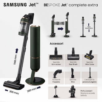 Samsung BESPOKE Jet Complete Extra Aspirateur balai Batterie Sec Sans sac 0,5 L 580 W Noir
