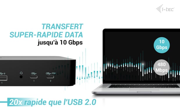 i-tec Universal Intelligent Dual Display Docking Station + Power Delivery 100W
