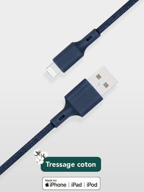 Câble Recyclable USB A/Lightning 2m Bleu Just Green