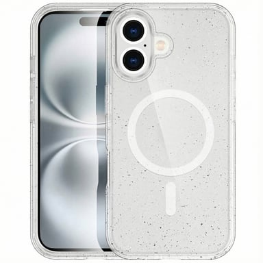imoshion Coque Pailletée avec MagSafe pour Apple iPhone 16 - Paillettes Transparent