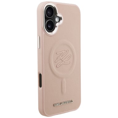 Custodia Karl Lagerfeld Initial & Metal Logo MagSafe per iPhone 16 Plus, rosa