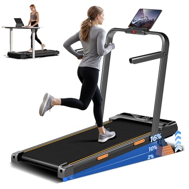 Cinta de Correr Plegable ROBORE X5F, Inclinación Ajustable 14% (3 Niveles), Motor Silencioso 2.5 HP, Velocidad 10 km/h, Carga 150 kg, Pantalla LED, Mando a Distancia, Cinta de Andar Bajo Escritorio, Hogar y Oficina