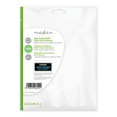 Nedis CVGP34000BK20 câble HDMI 2 m HDMI Type A (Standard) Noir