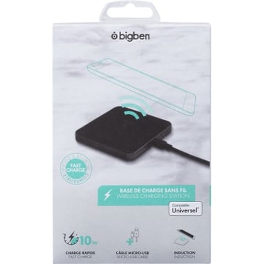 Bigben Connected INDUCBASE1075WB cargador de dispositivo móvil Smartphone Negro USB Cargador inalámbrico Carga rápida Interior