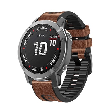 Correa de reloj de cuero para Garmin Fenix 7 Pro/7X Brown 22 mm
