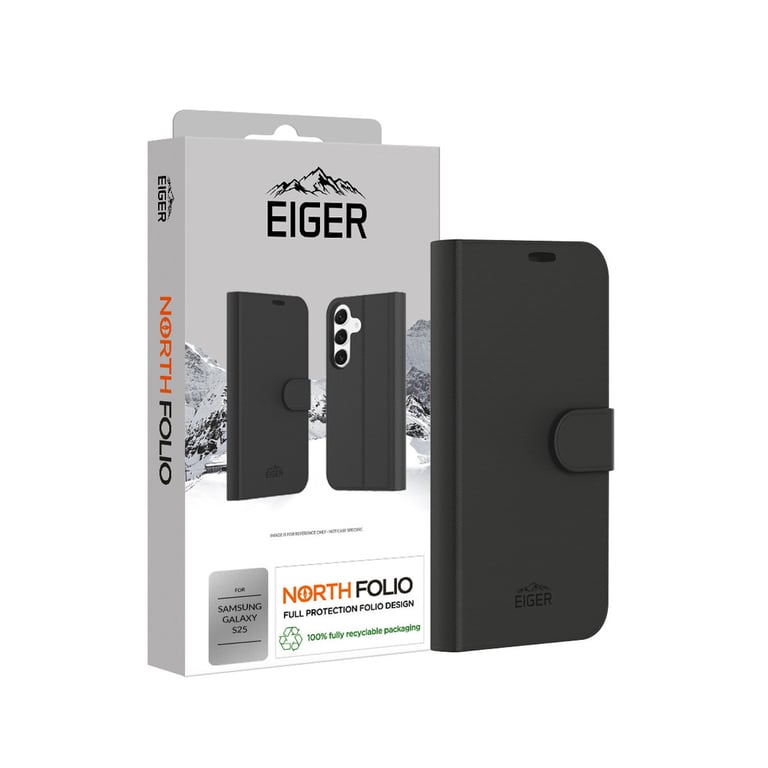 EIGER North - Etui &agrave; rabat pour t&eacute;l&eacute;phone portable - noir - pour Samsung Galaxy S25 Ultra