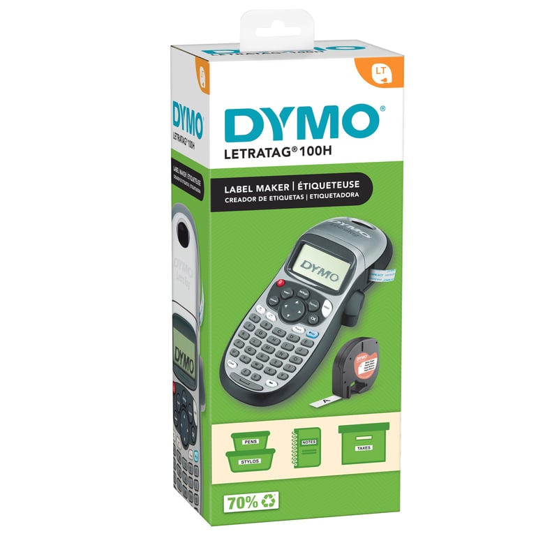 DYMO LetraTag LT-100H étiqueteuse portative | Imprimante d'étiquettes autocollant thermique sans encre | avec clavier ABC | Argent - Neuf
