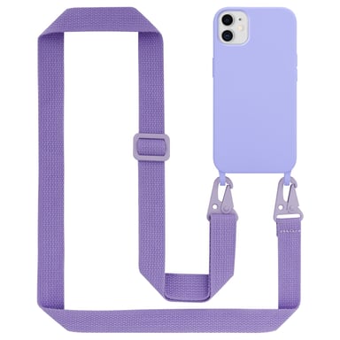 Tour de cou chaîne pour Apple iPhone 11 en LIQUID LIGHT PURPLE Housse de protection en silicone avec cordelette réglable