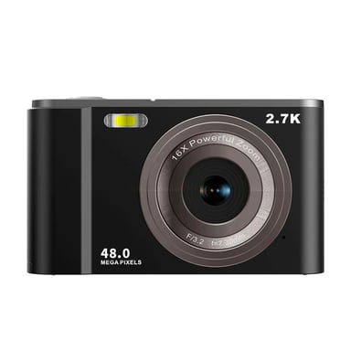 Caméra numérique 2,7K 48MP, zoom 16x, anti-tremblement, reconnaissance faciale Black