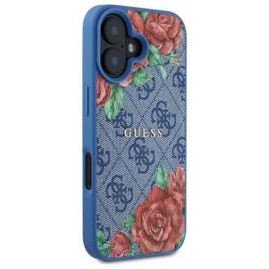 Étui Guess pour iPhone 16 6.1'' niebieski/blue étui rigide 4G Flowers Print MagSafe