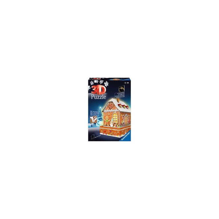 Ravensburger Puzzle 3D Building Maison de Noël en Pain d'épices illuminée A partir de 216 pièces numérotées à Assembler sans Colle Accessoires de Finition Inclus 11237