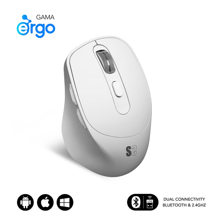 Souris Ergonomique Subblim Comfort Ergo Dual – 2400 DPI, Bluetooth + USB, 6 Boutons
