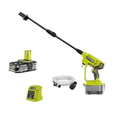 RYOBI - Pistola de alta presión 18V 22 bares 182 L - boquilla 3 en 1 - 1 batería Lithium+ 18V 2,5 Ah y 1 cargador 1,5 A - RY18PW22A