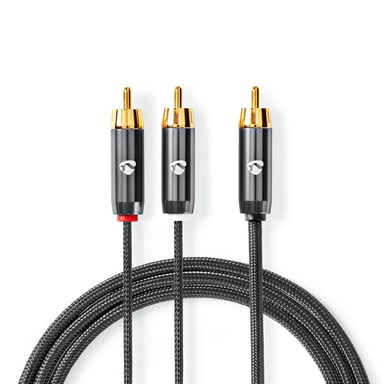 Nedis CATB24000GY30 cable de audio 3 m RCA 2 x RCA Gris
