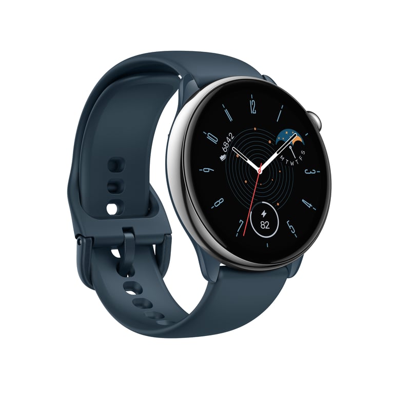 Amazfit GTR Mini 3,25 cm (1.28 ) AMOLED 42 mm Numérique 416 x 416 pixels Écran tactile Bleu, Argent GPS (satellite) - Neuf