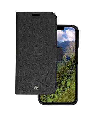 DBRAMANTE1928 Funda con cierre para Iphone 14 Pro Modelo New York en piel con tarjetero Negro