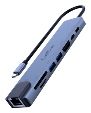 CoolBox MINIDOCK C81 ALUMINIO USB-C A HDMI 4K/2xUSB-A/PD 100W/USB-C/SD/MICROSD/RJ45