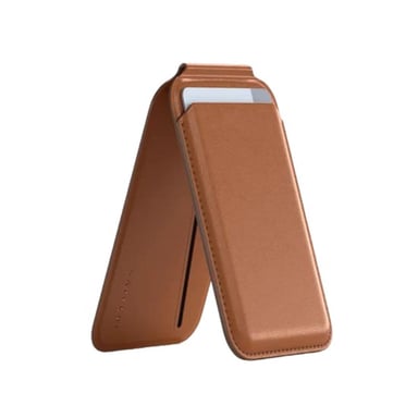 Porte-carte MagSafe pour iPhone avec Fonction Support en Cuir Marron clair