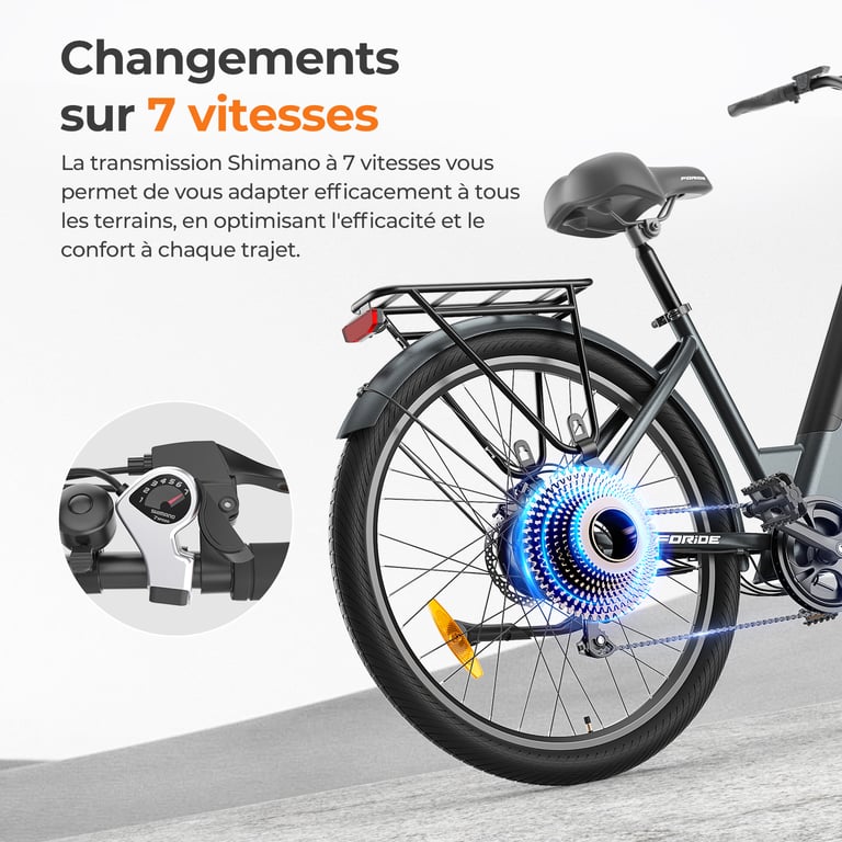 Vélo de Ville Électrique Foride Roamer 1 ST Moteur Batterie 36V 13Ah Pneus 27.5 X 2.1 25 kmh Autonomie 100 km Neuf - vue 3