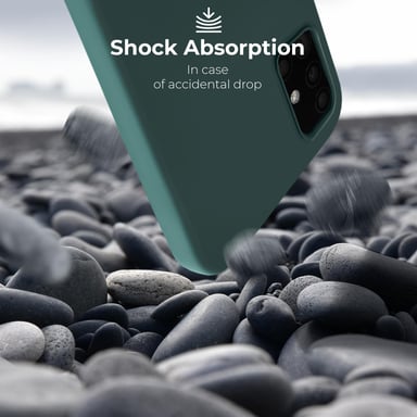 Moozy Lifestyle. Custodia progettata per Samsung A51, verde scuro - Custodia in silicone liquido con finitura opaca e rivestimento in morbida microfibra.