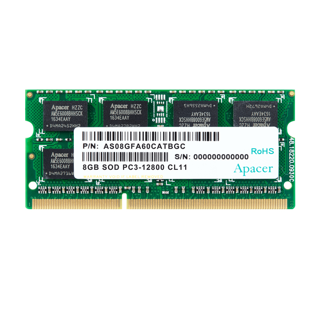 Barrette Mémoire Ram Sodimm Ddr3 8go Apacer Compatible Pc12800 1600 - vue 2