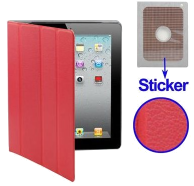 Smart Cover Etui Housse Coque Sticker Rouge de Protection Ipad 2 Integrale Pro Faux cuir YONIS