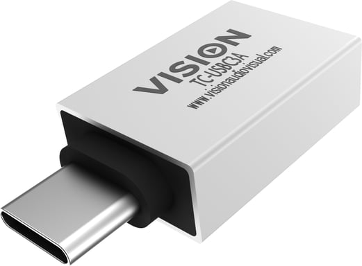 Vision TC-USBC3A adattatore per inversione del genere dei cavi USB-A USB-C Bianco (Plugs into USB-C and has full-sized USB-A 3.0 socket - USB-C [m] to USB type A [f] - USB 3.1 gen 2 - white)
