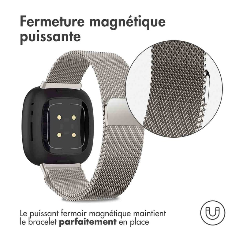 imoshion Bracelet magnétique milanais pour Fitbit Versa 4/ 3 / Sense (2) - Starlight - Neuf
