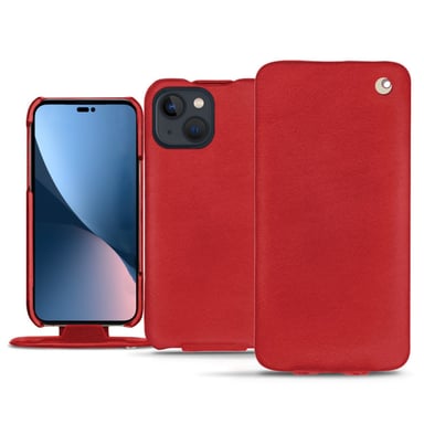 Funda de piel Apple iPhone 14 Plus - Solapa vertical - Rojo - Piel lisa de primera calidad