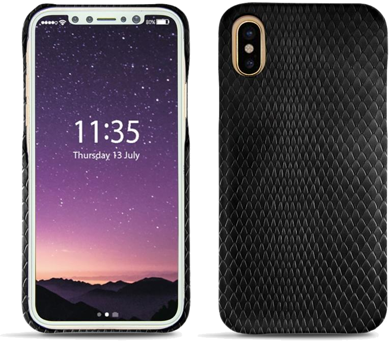 Coque cuir Apple iPhone X - Coque arrièreNoir