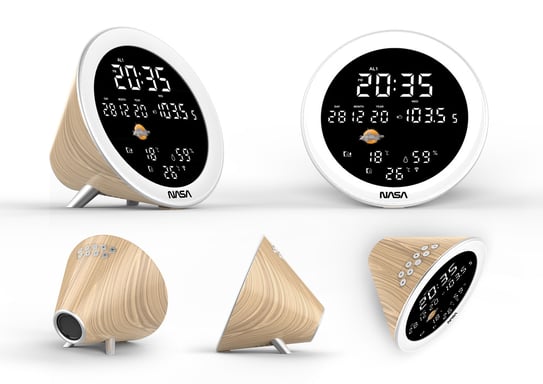 Station météo et enceinte Bluetooth Nasa WSP1700 avec radio réveil Bois
