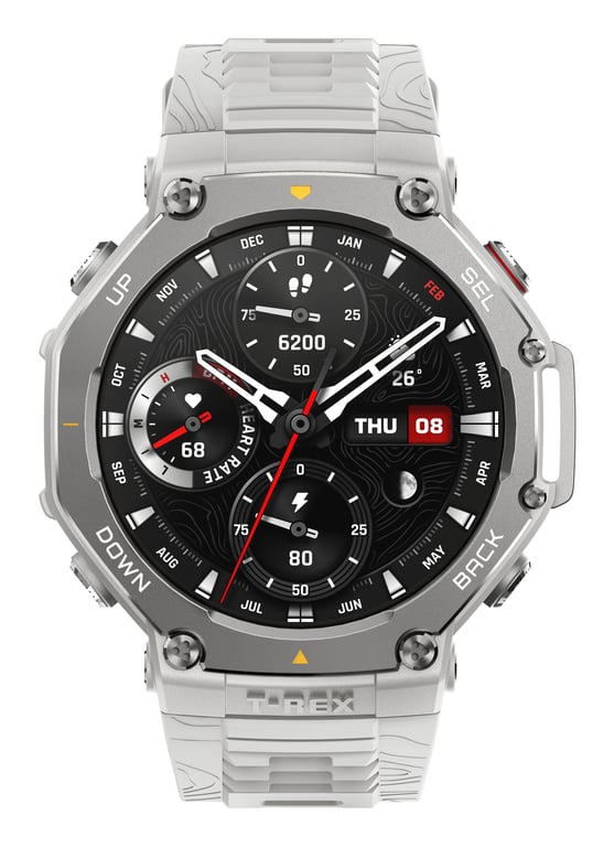 Amazfit T-Rex 3 3,81 cm (1.5 ) AMOLED Numérique 480 x 480 pixels Écran tactile Acier inoxydable GPS (satellite) - Neuf