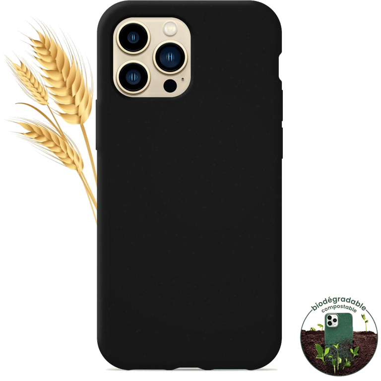 Coque silicone unie compatible Biodégradable Noir Apple iPhone 13 Pro Max