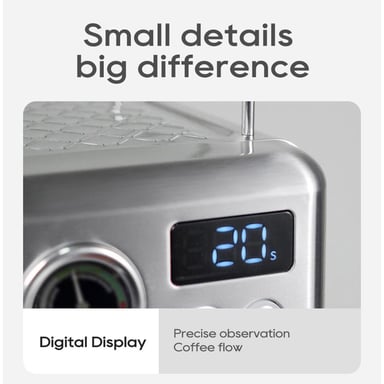 H10A Silver - Cafetera espresso semiautomática con temperatura regulable 20 bar