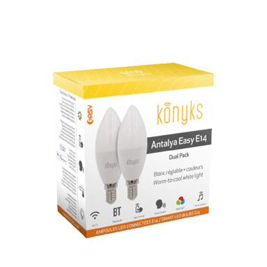 Ampoules connectées Antalya Easy E14 - Lot de 2 LED Wi-Fi + Bluetooth E14 Blanc + Couleurs RGB
