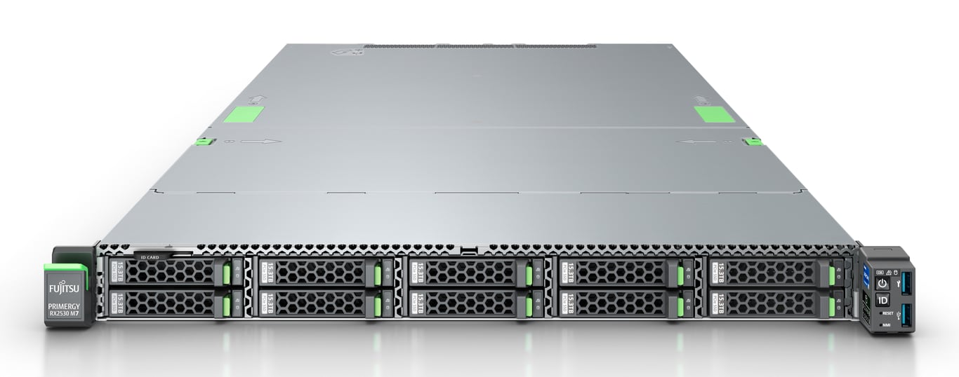 Fujitsu PRIMERGY RX2530 M7 serveur 0 Go Rack (1 U) Intel® Xeon® Silver 4510 2,4 GHz 32 Go DDR5-SDRAM 900 W - Neuf
