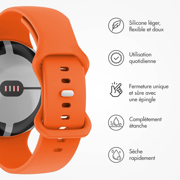 imoshion Bracelet en silicone? pour Google Pixel Watch 3 / 4 (45 mm) - Taille S - Orange - Neuf