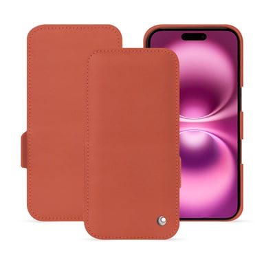 Housse cuir Apple iPhone 16 Plus -  - Orange - Cuir vegan