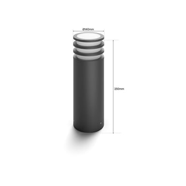 Philips Hue Lucca Poste de Lumière Extérieur Intelligent 40 cm Anthracite E27 IP44 Zigbee Matter